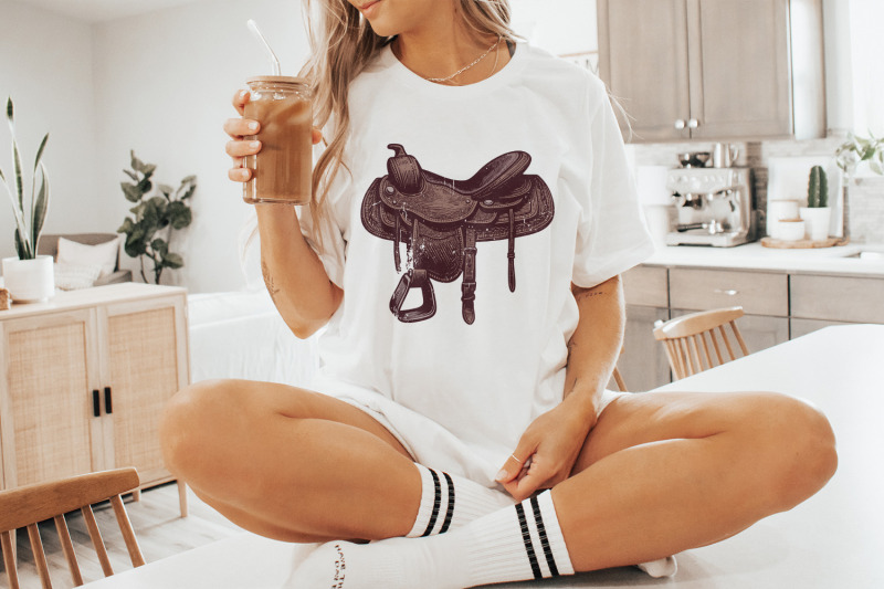 western-saddle-png-vintage-western-png-cowgirl-shirt-print-retro-we