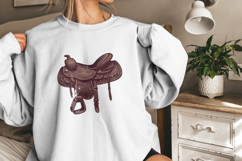 western-saddle-png-vintage-western-png-cowgirl-shirt-print-retro-we