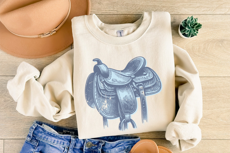 western-saddle-sublimation-vintage-western-png-cowgirl-shirt-print