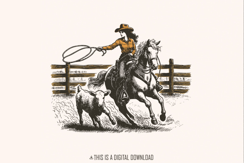 retro-cowgirl-lasso-png-western-rodeo-art-vintage-cowgirl-png-wild