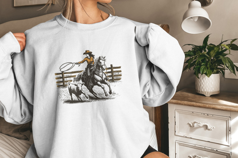 retro-cowgirl-lasso-png-western-rodeo-art-vintage-cowgirl-png-wild