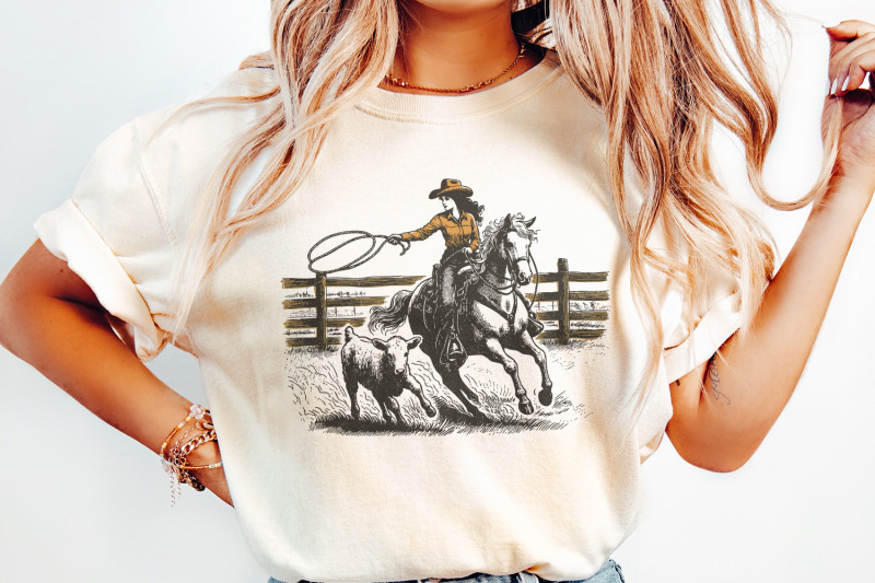 retro-cowgirl-lasso-png-western-rodeo-art-vintage-cowgirl-png-wild