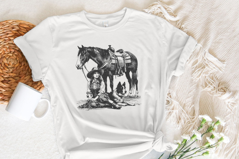 retro-cowgirl-dog-png-western-wild-west-digital-download-cowboy-dog