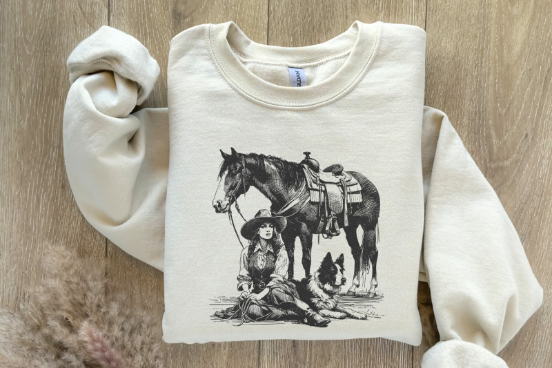 retro-cowgirl-dog-png-western-wild-west-digital-download-cowboy-dog
