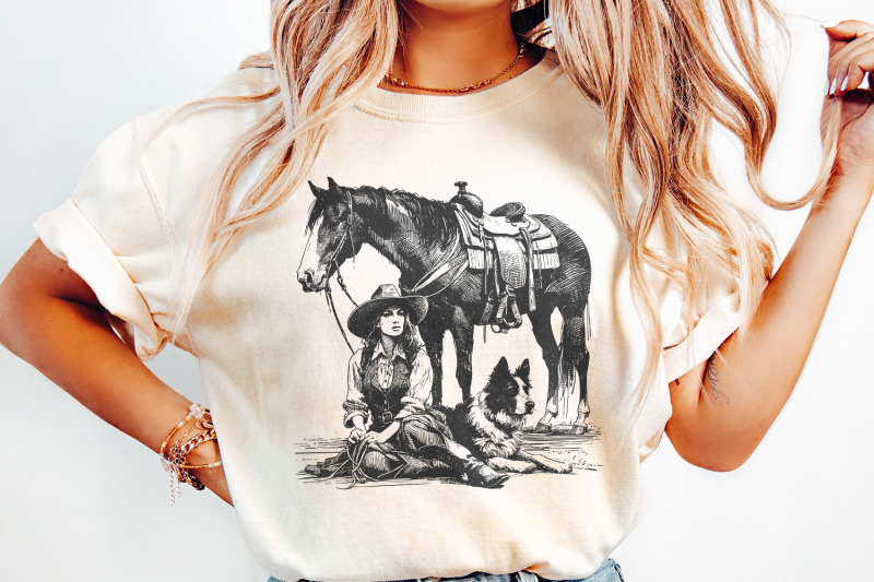 retro-cowgirl-dog-png-western-wild-west-digital-download-cowboy-dog