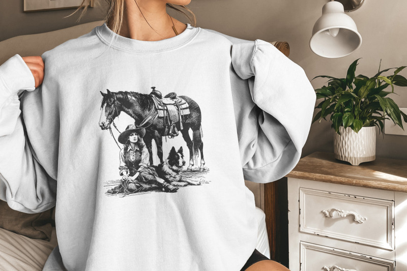 retro-cowgirl-dog-png-western-wild-west-digital-download-cowboy-dog