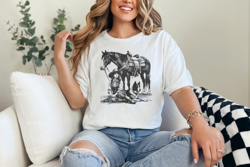 retro-cowgirl-dog-png-western-wild-west-digital-download-cowboy-dog