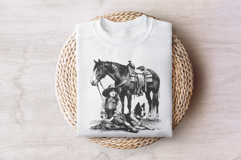 retro-cowgirl-dog-png-western-wild-west-digital-download-cowboy-dog