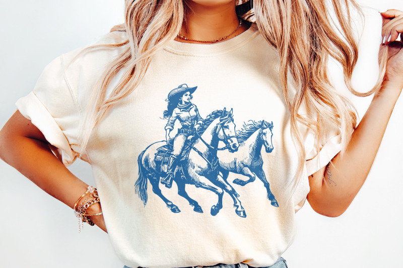cowgirl-wild-horses-western-png-retro-wild-horses-sublimation-instan