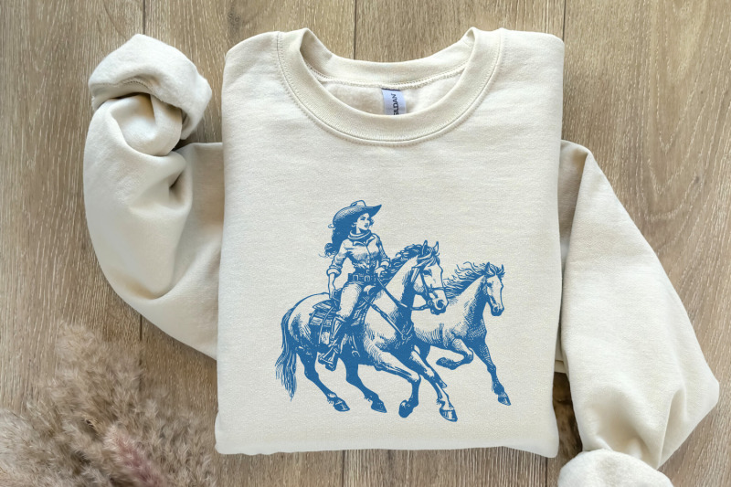 cowgirl-wild-horses-western-png-retro-wild-horses-sublimation-instan