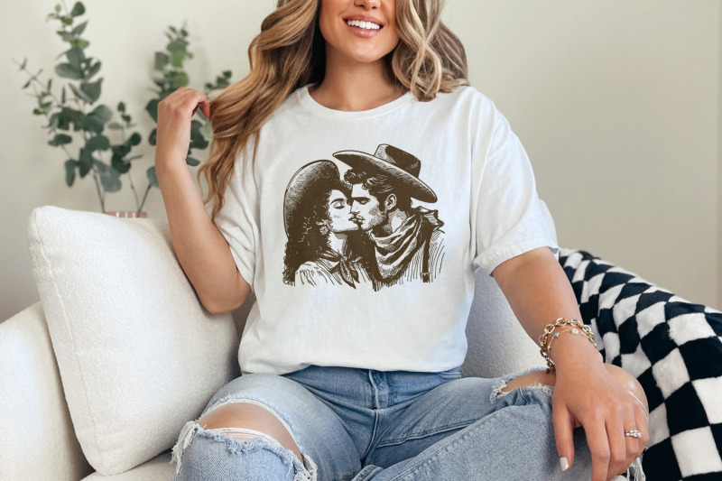 western-cowboy-cowgirl-kiss-png-vintage-illustration-digital-downloa