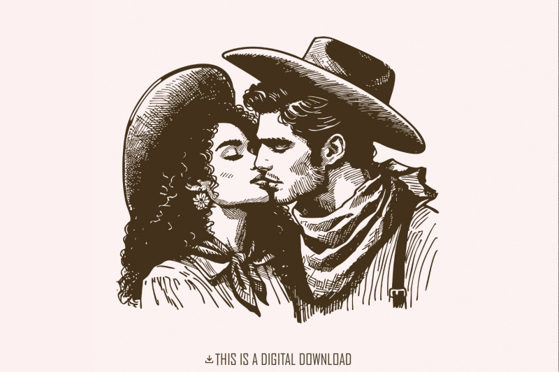 western-cowboy-cowgirl-kiss-png-vintage-illustration-digital-downloa
