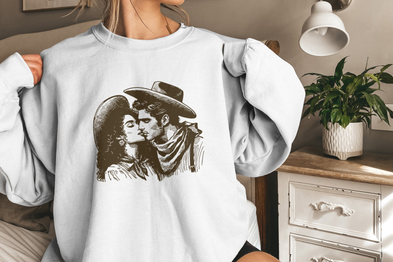 western-cowboy-cowgirl-kiss-png-vintage-illustration-digital-downloa