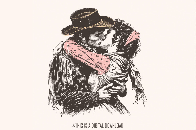 retro-cowboy-cowgirl-kiss-png-vintage-illustration-digital-download