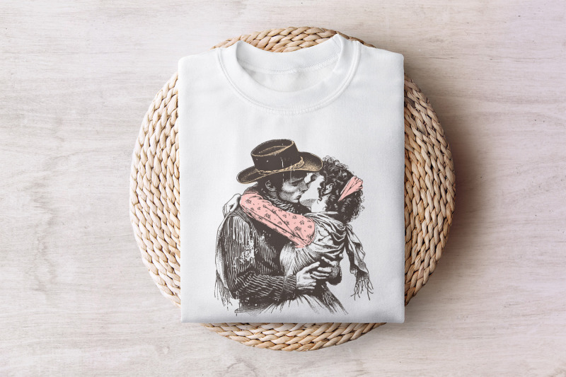 retro-cowboy-cowgirl-kiss-png-vintage-illustration-digital-download