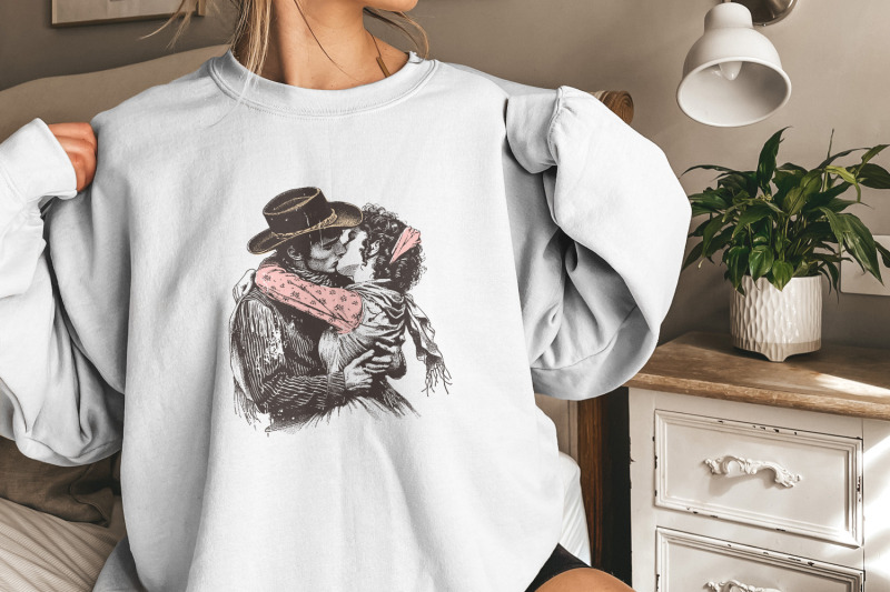 retro-cowboy-cowgirl-kiss-png-vintage-illustration-digital-download