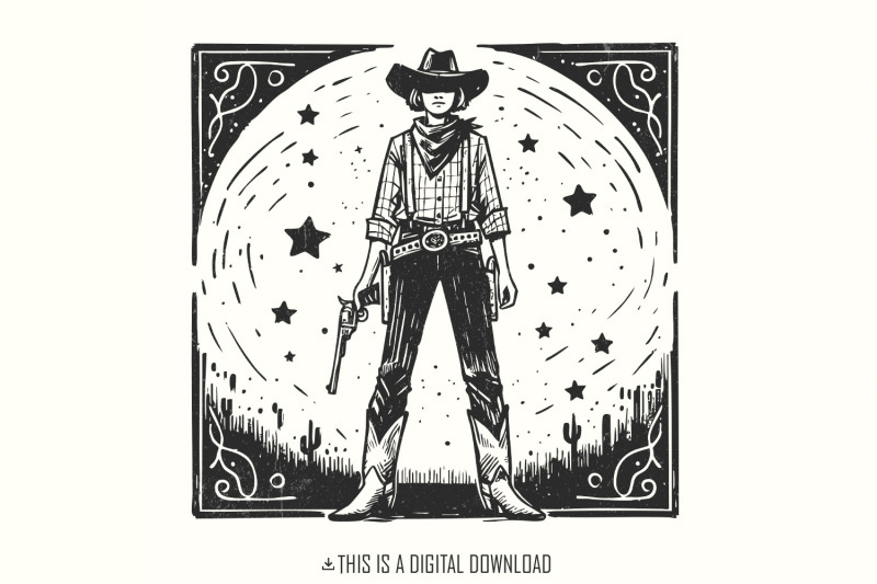 retro-cosmic-cowgirl-png-for-print-western-starry-night-png-space-co