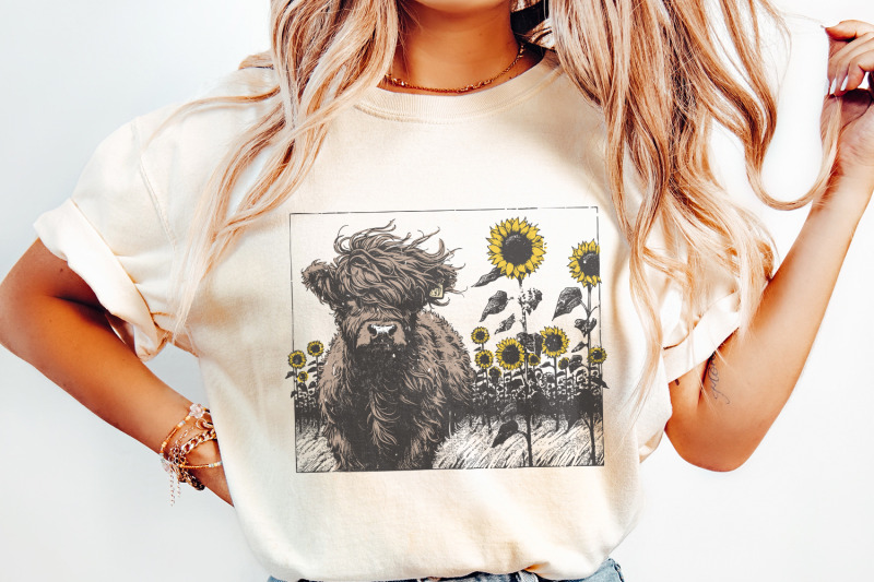 highland-cow-sunflower-png-cow-clipart-sublimation-design-farm-anim