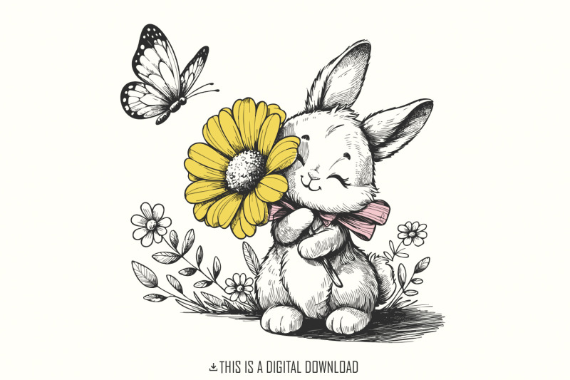 bunny-and-butterfly-png-spring-bunny-decorative-design-floral-bunny