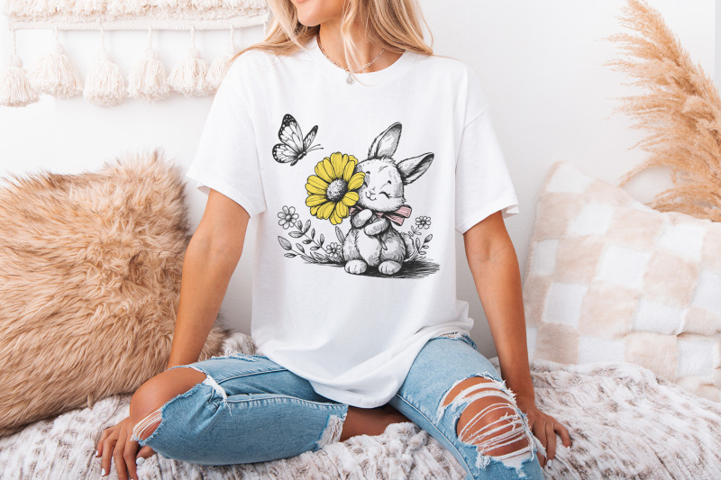 bunny-and-butterfly-png-spring-bunny-decorative-design-floral-bunny