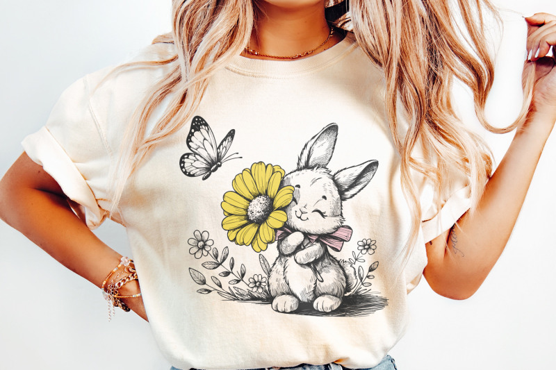 bunny-and-butterfly-png-spring-bunny-decorative-design-floral-bunny