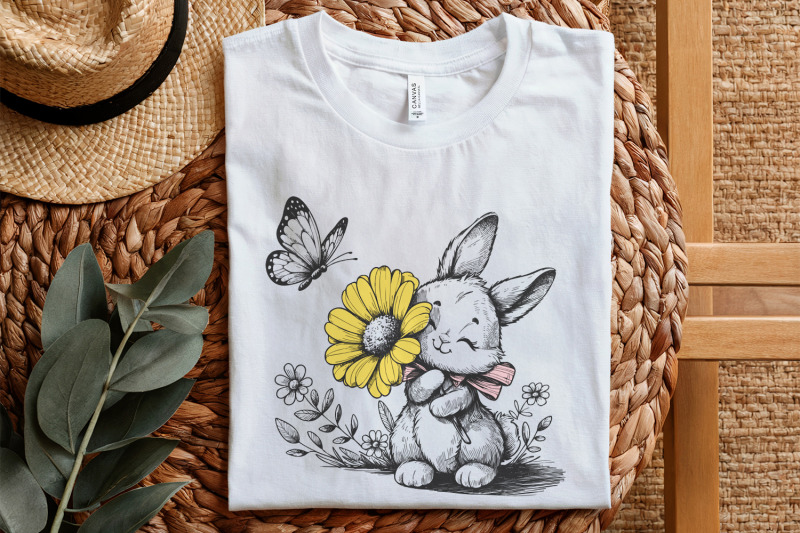 bunny-and-butterfly-png-spring-bunny-decorative-design-floral-bunny