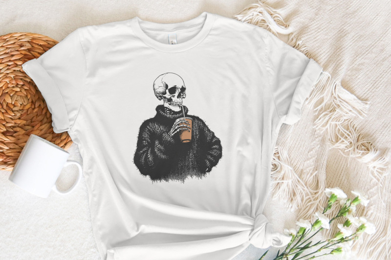 vintage-skull-drinking-coffee-png-sarcastic-skeleton-design-cozy-swe