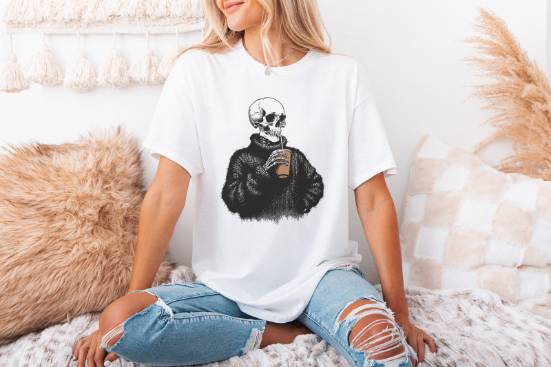 vintage-skull-drinking-coffee-png-sarcastic-skeleton-design-cozy-swe