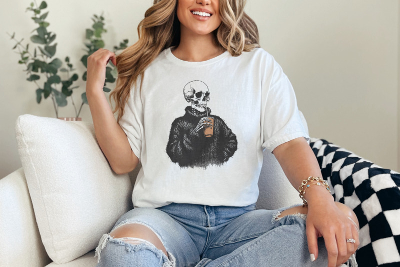 vintage-skull-drinking-coffee-png-sarcastic-skeleton-design-cozy-swe