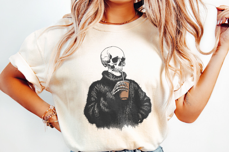vintage-skull-drinking-coffee-png-sarcastic-skeleton-design-cozy-swe