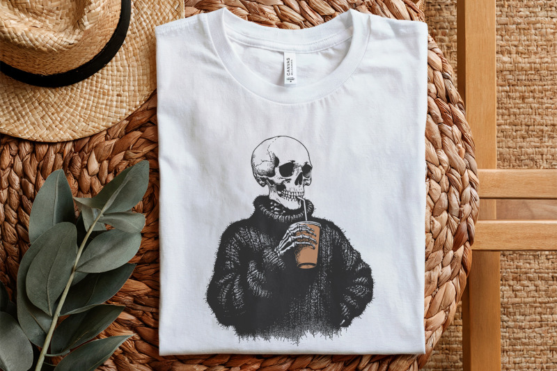 vintage-skull-drinking-coffee-png-sarcastic-skeleton-design-cozy-swe