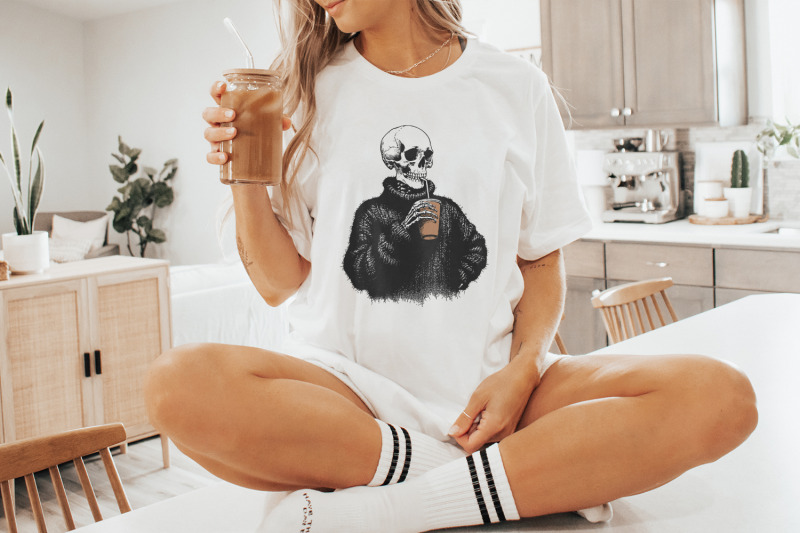 vintage-skull-drinking-coffee-png-sarcastic-skeleton-design-cozy-swe