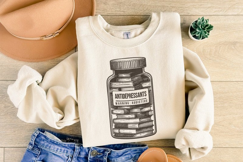 antidepressant-book-lover-png-cute-bookish-sticker-design-serotonin