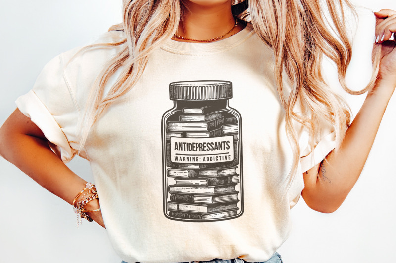 antidepressant-book-lover-png-cute-bookish-sticker-design-serotonin