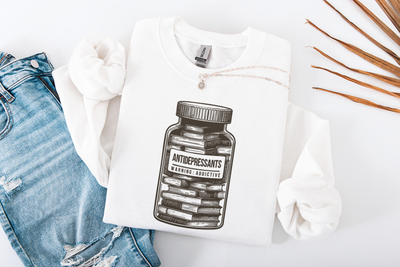 antidepressant-book-lover-png-cute-bookish-sticker-design-serotonin