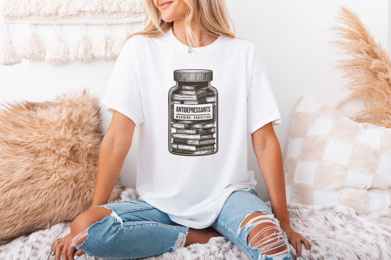 antidepressant-book-lover-png-cute-bookish-sticker-design-serotonin