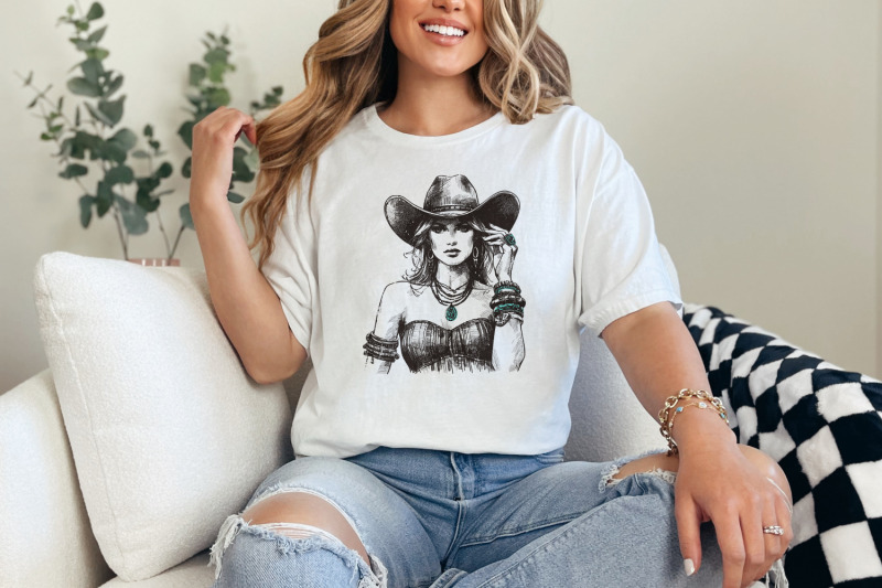 stylish-cowgirl-fashion-vintage-western-cowgirl-png-boho-chic-cowgir