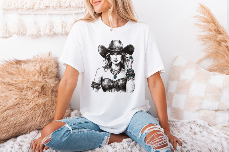 stylish-cowgirl-fashion-vintage-western-cowgirl-png-boho-chic-cowgir