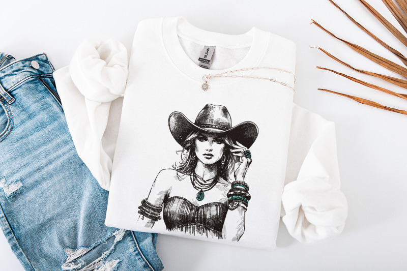 stylish-cowgirl-fashion-vintage-western-cowgirl-png-boho-chic-cowgir