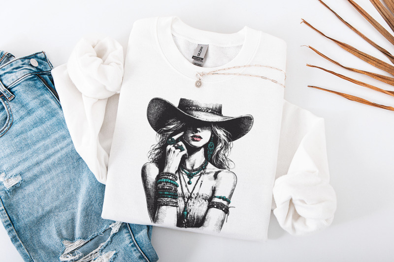 stylish-cowgirl-fashion-vintage-western-cowgirl-png-boho-chic-cowgir
