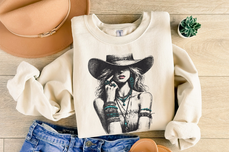 stylish-cowgirl-fashion-vintage-western-cowgirl-png-boho-chic-cowgir