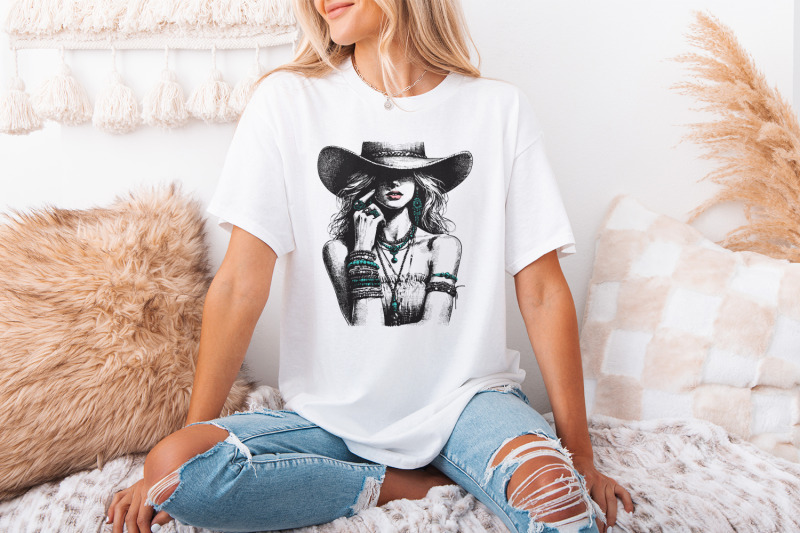 stylish-cowgirl-fashion-vintage-western-cowgirl-png-boho-chic-cowgir