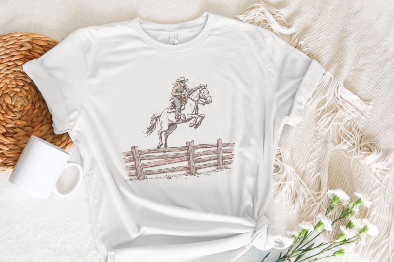 western-png-bucking-horse-rodeo-cowboy-sublimation-design-retro-cow