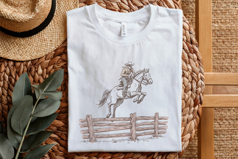 western-png-bucking-horse-rodeo-cowboy-sublimation-design-retro-cow
