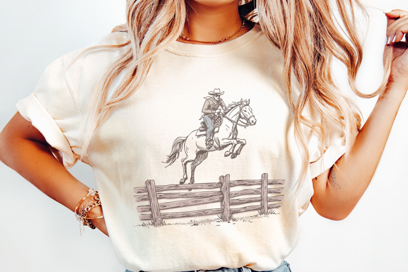 western-png-bucking-horse-rodeo-cowboy-sublimation-design-retro-cow