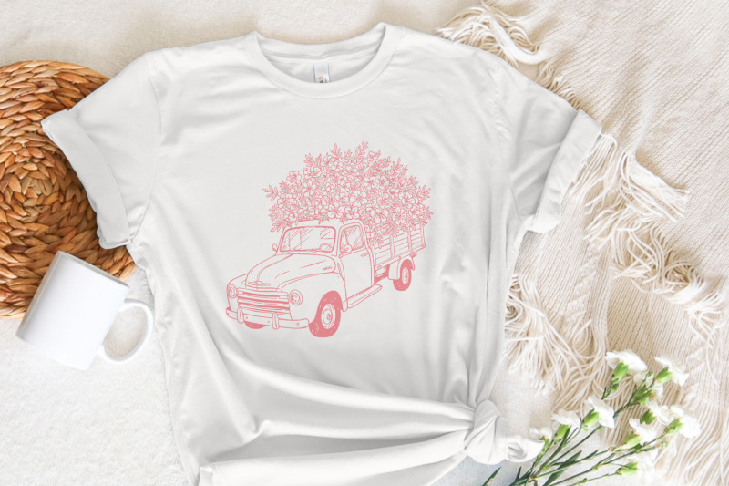 pink-floral-vintage-farm-truck-png-cottagecore-flower-pickup-illustra