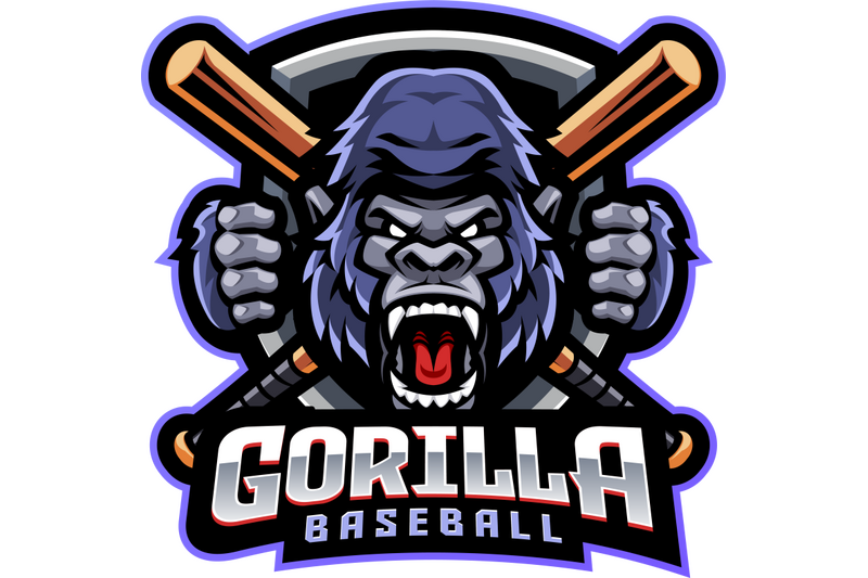 gorilla-baseball-esport-mascot-logo-design