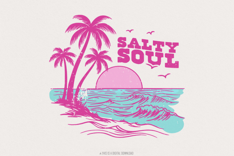 retro-summer-salty-soul-png-trendy-summer-png-beach-vibes-aesthetic