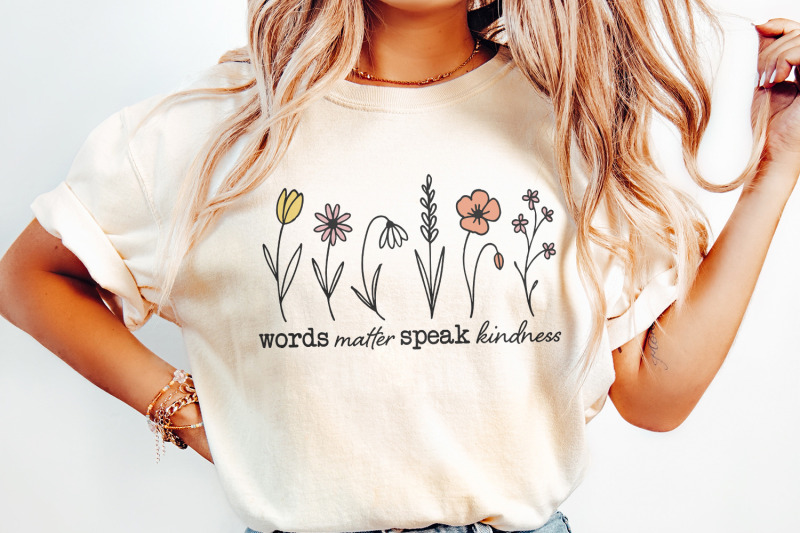 words-matter-speak-kindness-boho-floral-png-inspirational-sublimation