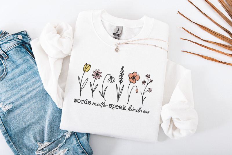 words-matter-speak-kindness-boho-floral-png-inspirational-sublimation